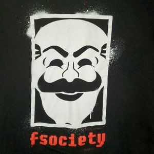 Fsociety T-Shirt Mr Robot TV Show Hacker Mask M